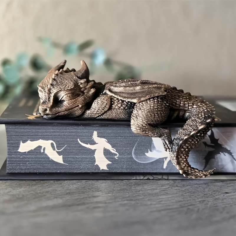 E-shop Drachenstatue, die auf Büchern liegt, um zu schlafen, Drachen-Bücherständer-Dekoration, -Statue-Ornament, langlebige Harzskulptur, perfektes