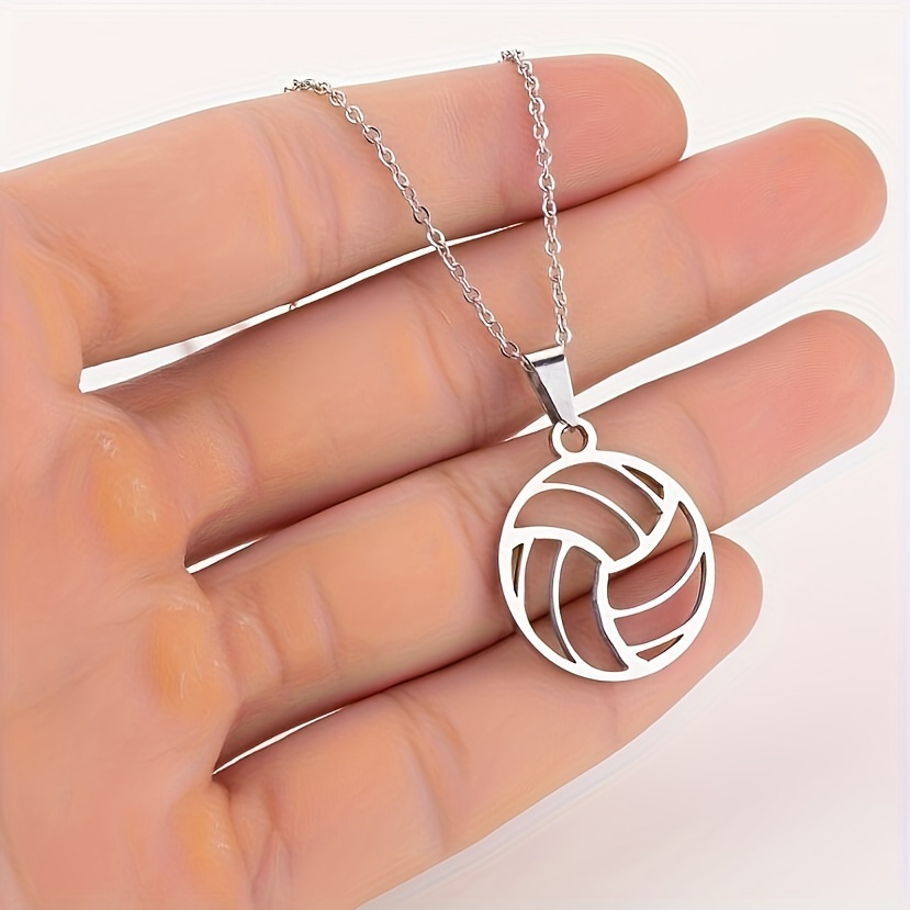 

1pc Steel Volleyball Pattern Pendant Necklace For Men, Necklace