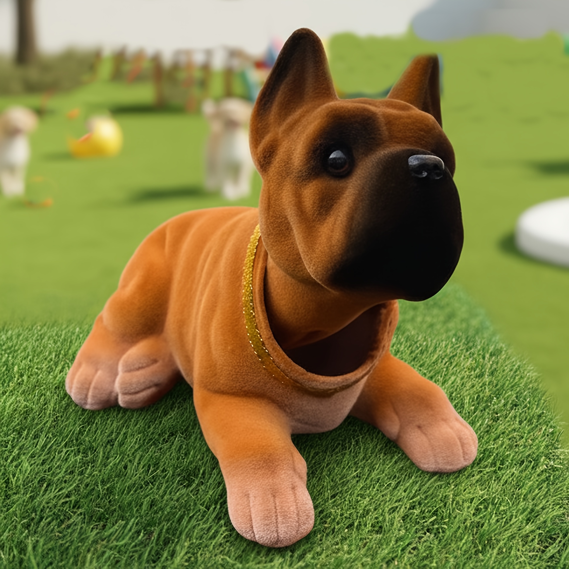 E-shop Glücksbringer-Bobblehead-Ornament Boxerhund mit Flockung, Auto-Armaturenbrett-Dekorationsfigur, Autoinnenraum-Zubehör, Hunde-Gedenkornament