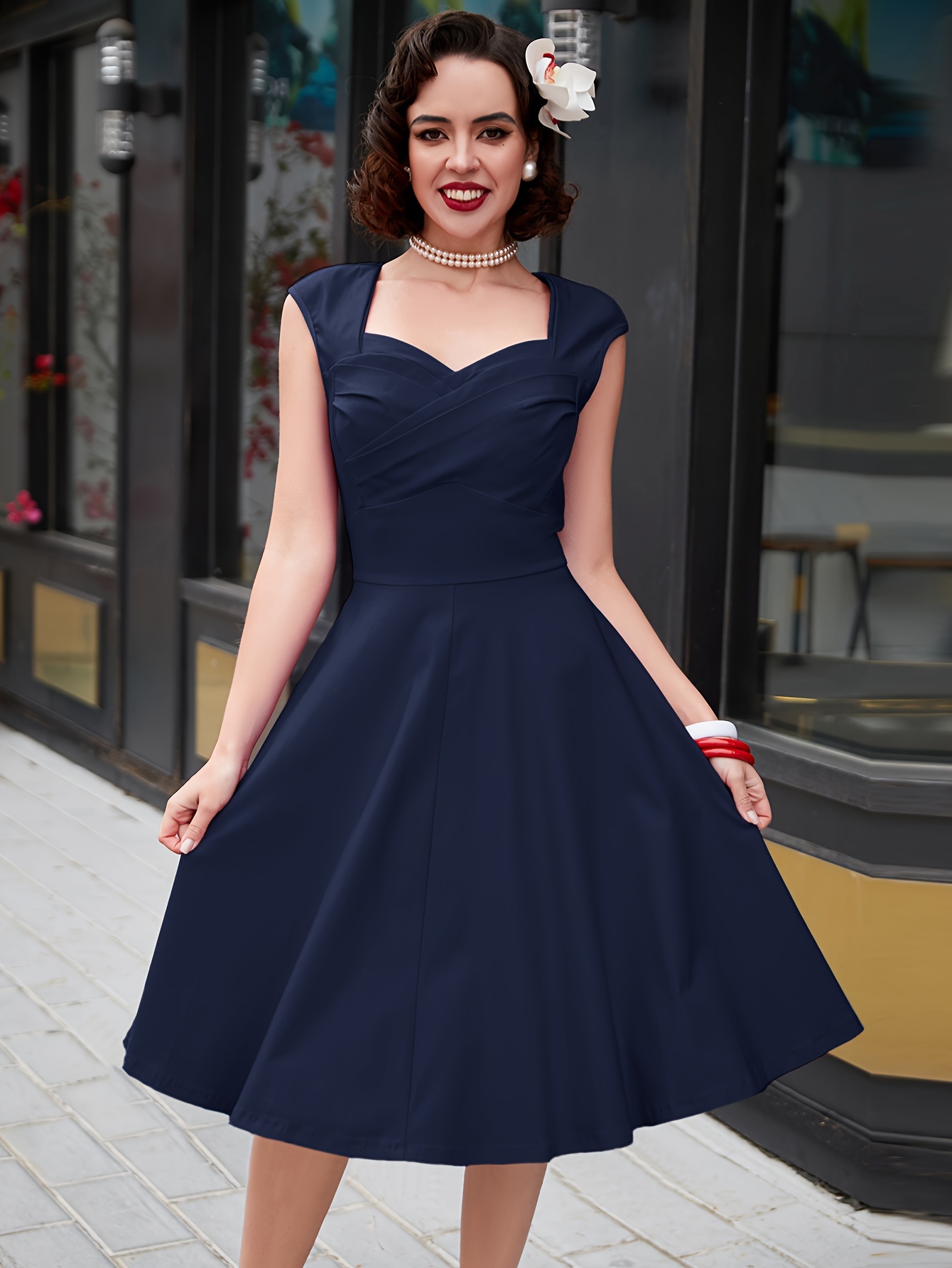 vintage 1960s sweetheart neckline midi dress solid - Temu Canada