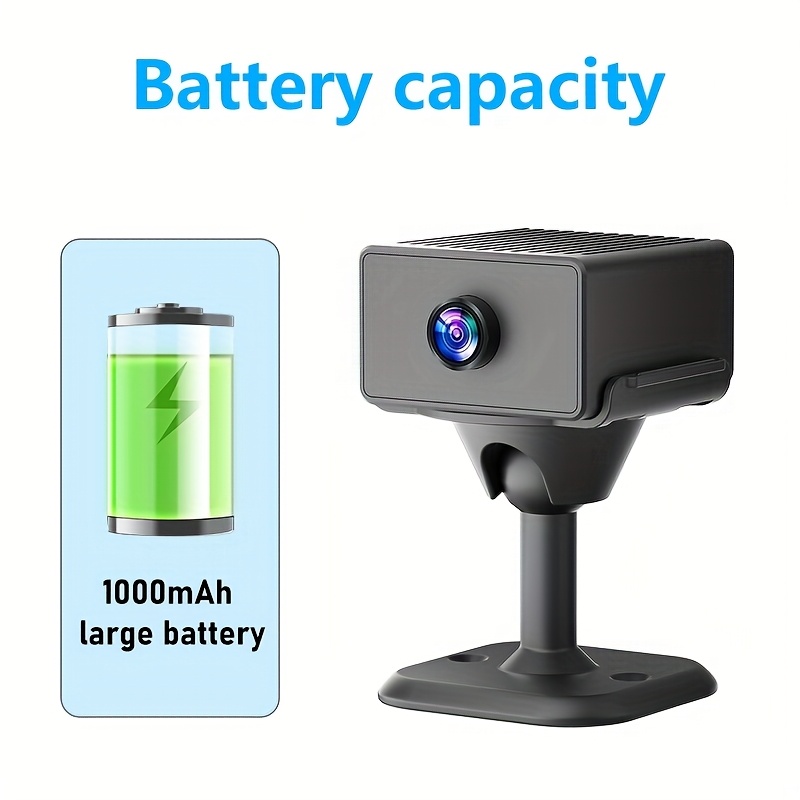 Caméra mini intelligente sans fil, caméra de sécurité avec support auto-adhésif - WiFi 2,4 GHz pour intérieur/extérieur, batterie 1000 mAh, rechargeable par USB, idéale pour voyages/locations | Surveillance domestique et d'animaux, visualisation par application mobile