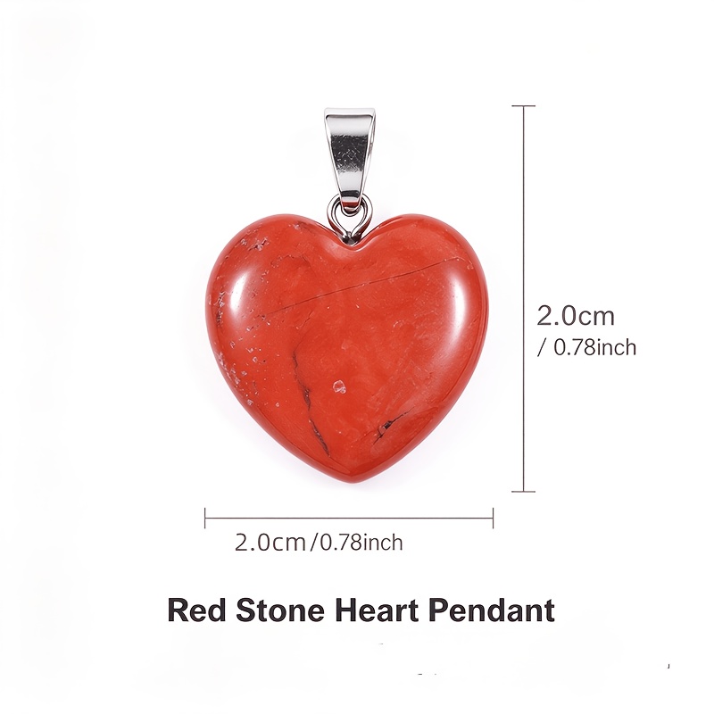 6pcs Red Stone Heart Pendant Natural Stone Charm Set