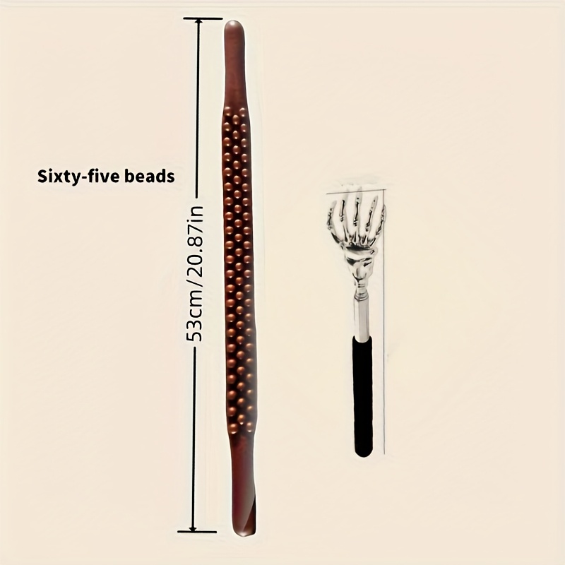 2pcs black retractable   scratcher with 59 beads 65 beads triple row massager gua sha board stick massage tool for muscle relaxation and   circulation   for back neck shoulder and legs muscle massager ergonomic massager durable plastic Product details 4