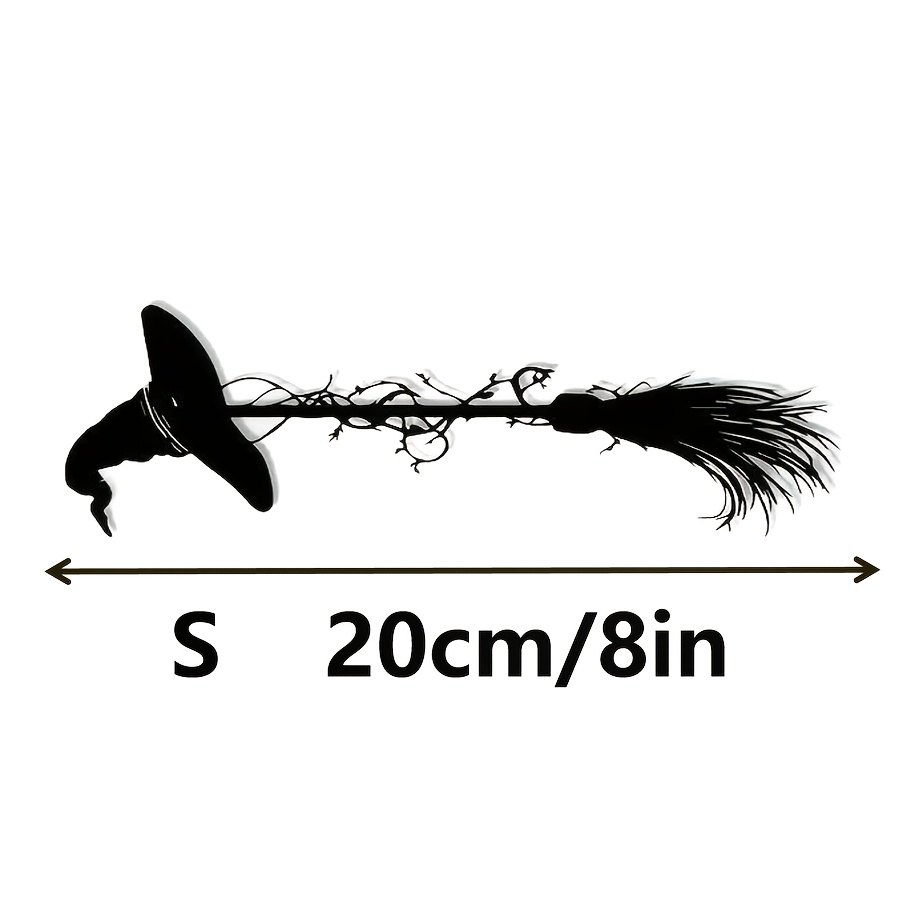 TEMU 2D Platte Heksenbeker Metalen Muurkunst, Verdikt IJzeren Silhouet Muurhangend Bord, Spookachtige Halloween Muurdecoratie voor Veranda Woonkamer
