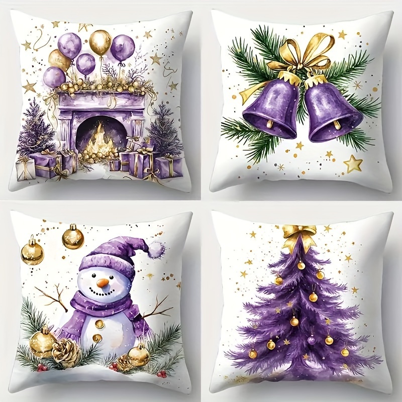 

4pcs, Pillowcase, Snowman And Pattern, Suitable For Sofa And Car Decoration, Cushion
