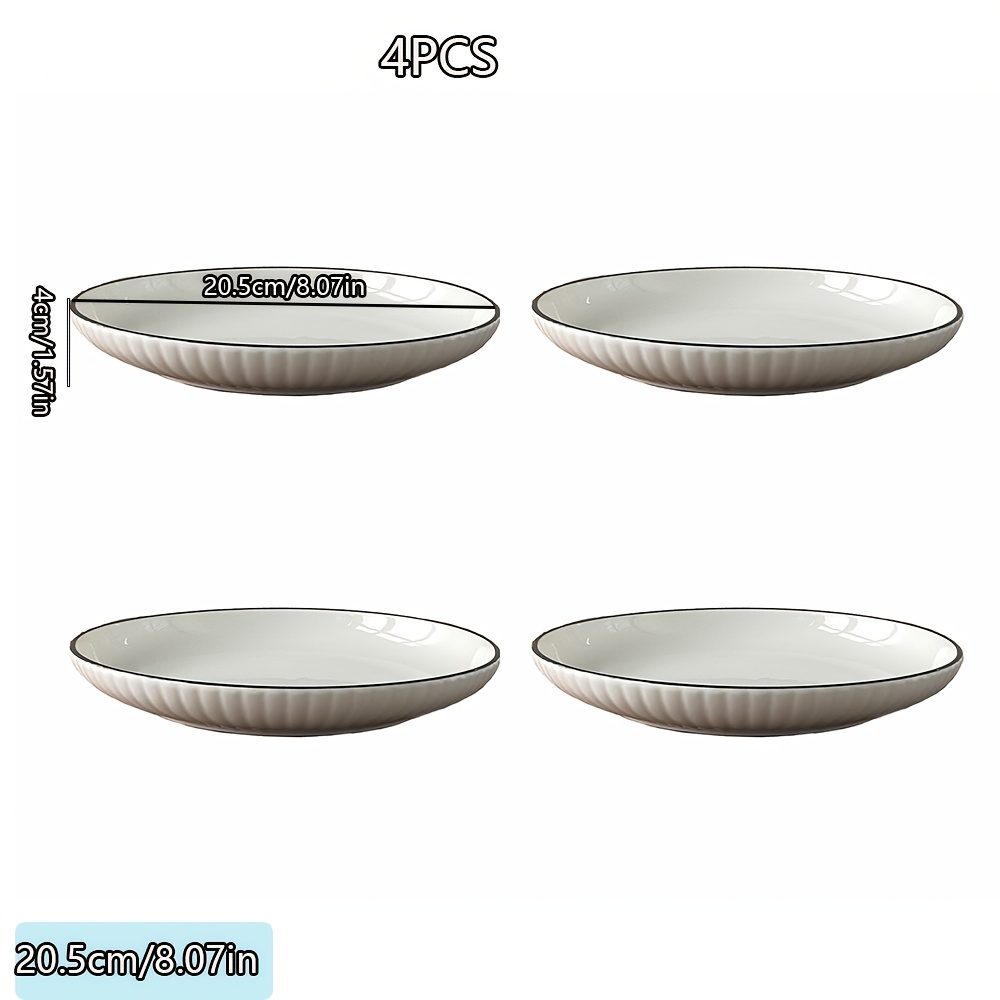 TEMU 4pcs Modern Porcelain Dinnerware Plates Suitable For Use For Major Holidays, Round Salad Plates & Dinner Plates, Restaurant, Baking, Serving