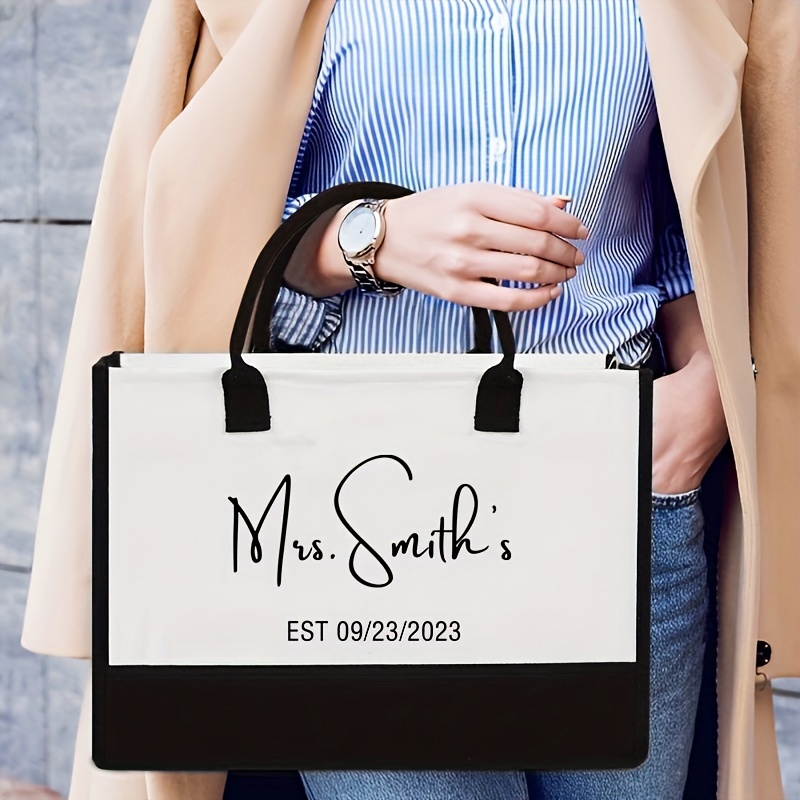 

Personalized Customizable 'mrs. & ' Tote Bag - Polyester, , For Weddings, Bridal &