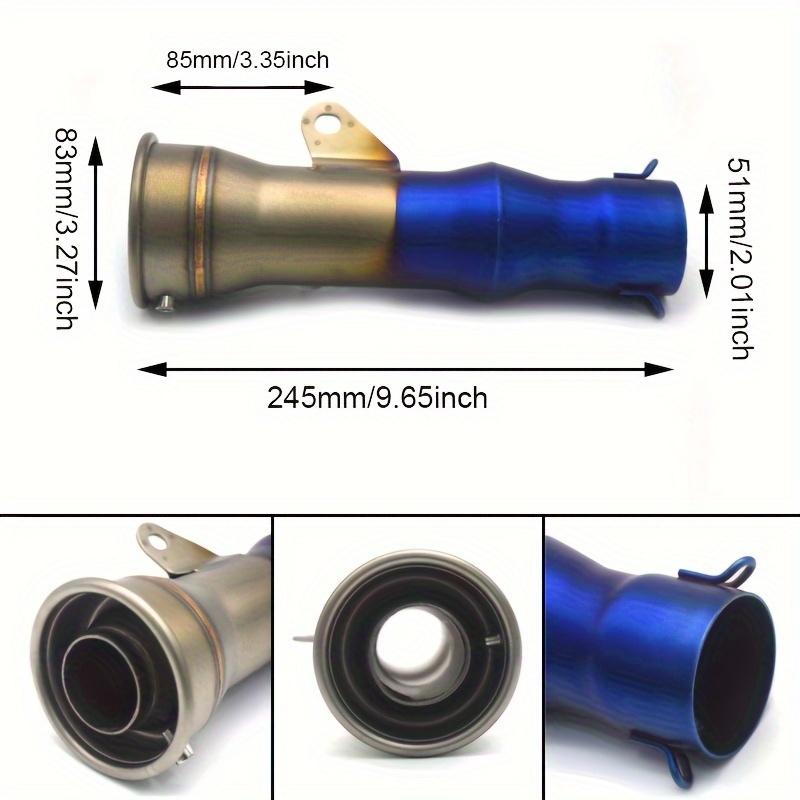 51mm universal motorcycle exhaust pipe modified   for z650 z900 er6n cbr1000rr yzf r1 r3 s1000rr slip on details 2