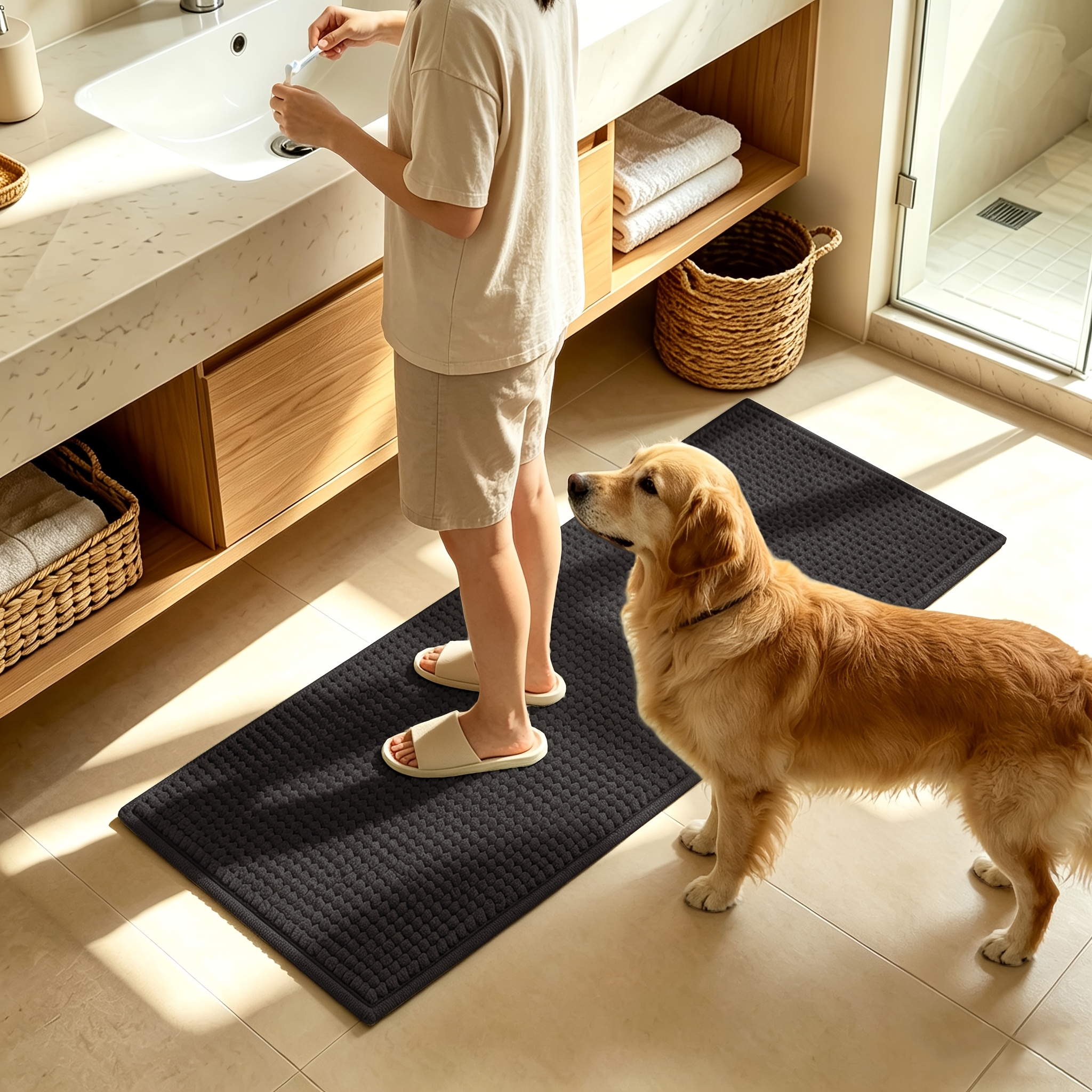 Ultra Absorbent Quick-Dry Chenille Bath Mat
