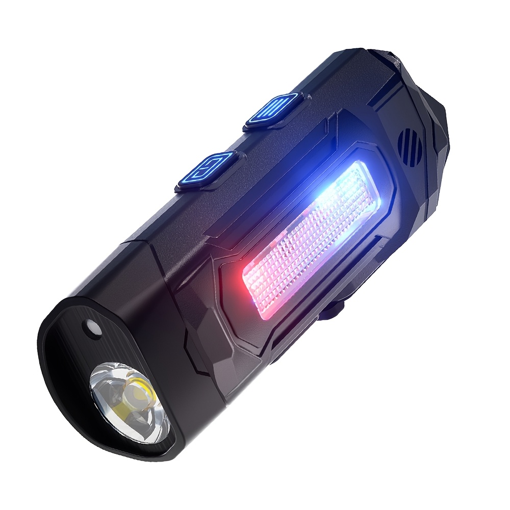 TEMU Mini Keychain Flashlight With Uv Light, , Buzzer Alarm, Magnetic Base, Pocket Clip For Edc, Camping, Emergency