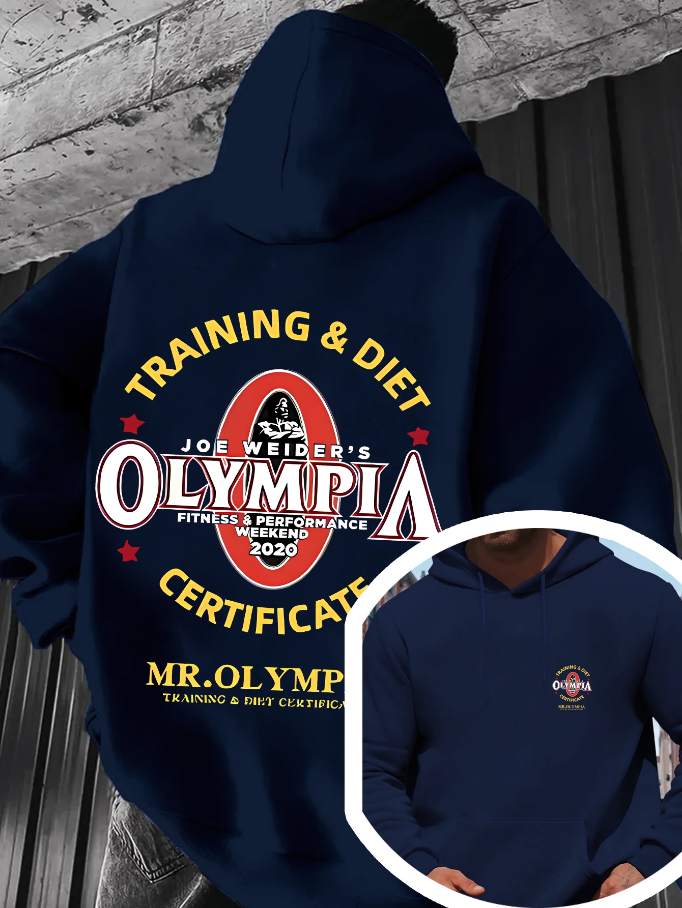 Men s Gym-Themed Full-Zip Hooded Sweatshirt with   Weightlifting Print - Heavyweight 2008 Design, Training &   Lettering, Mr. Olympia Inspired Casual Winter Pullover for Fitness Enthusiasts (Machine Washable) - Ideal for Bodybuilding & Gym Workouts