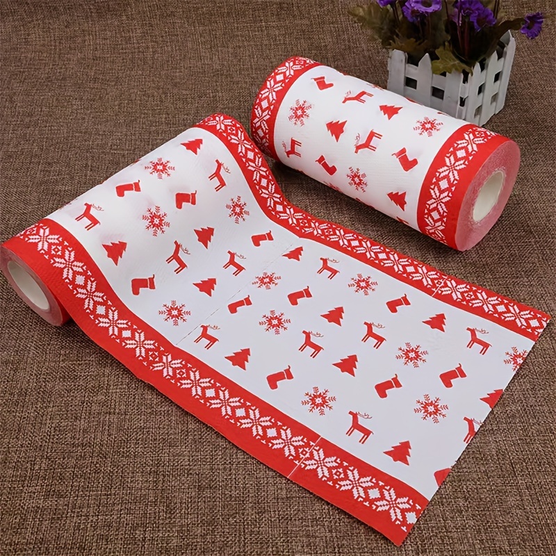 

Sustainable Red Christmas-themed Disposable Kitchen Paper Towels - 3-ply, Oil-resistant & Absorbent Dish Cloths For , Cleaning Wipes, Home & Restaurant Use