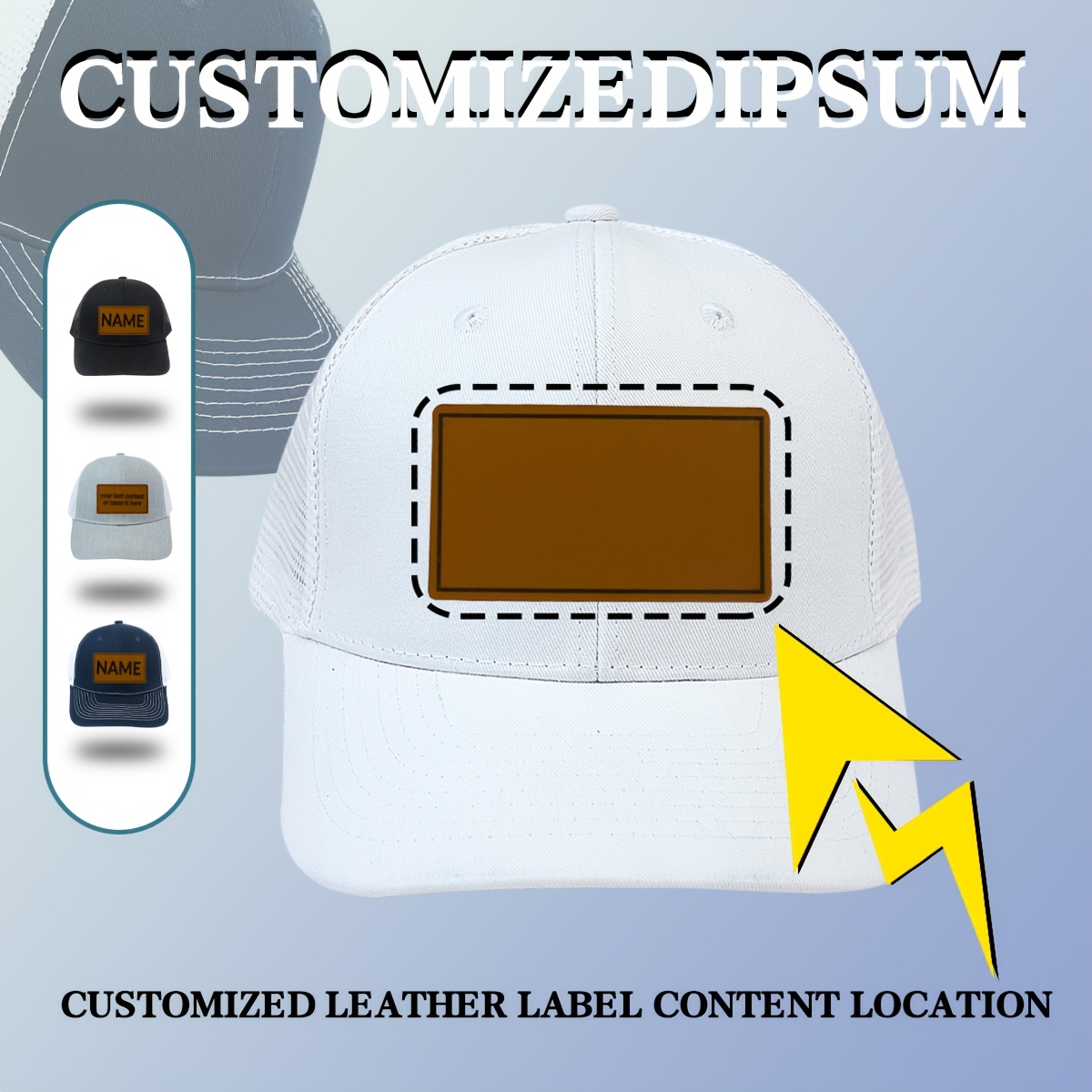 

1pc Customizable Trucker Hat, Cap , 100% , Inelastic For And