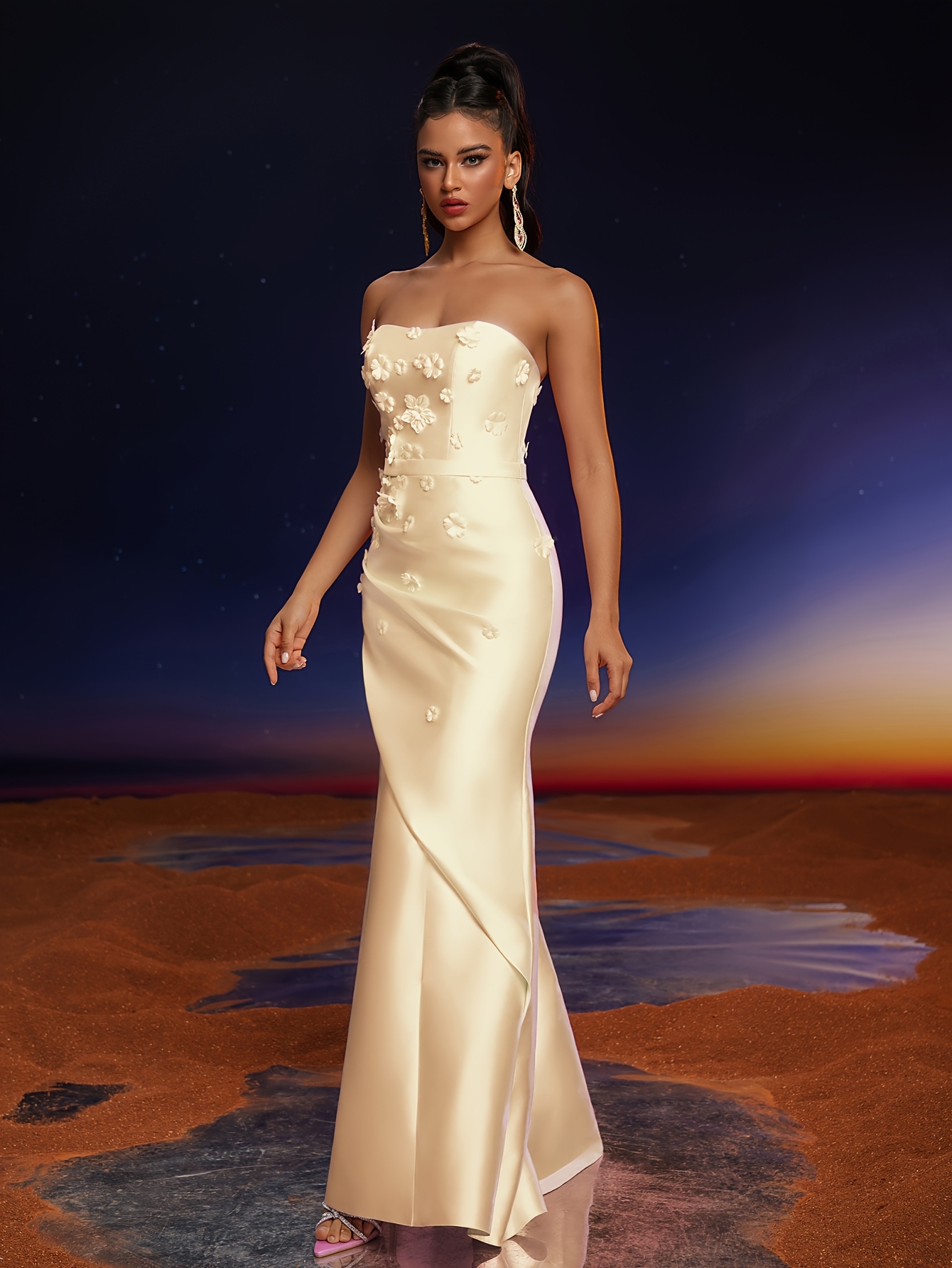 strapless 3d handmade floral mermaid bridesmaid dress - Temu Mauritius