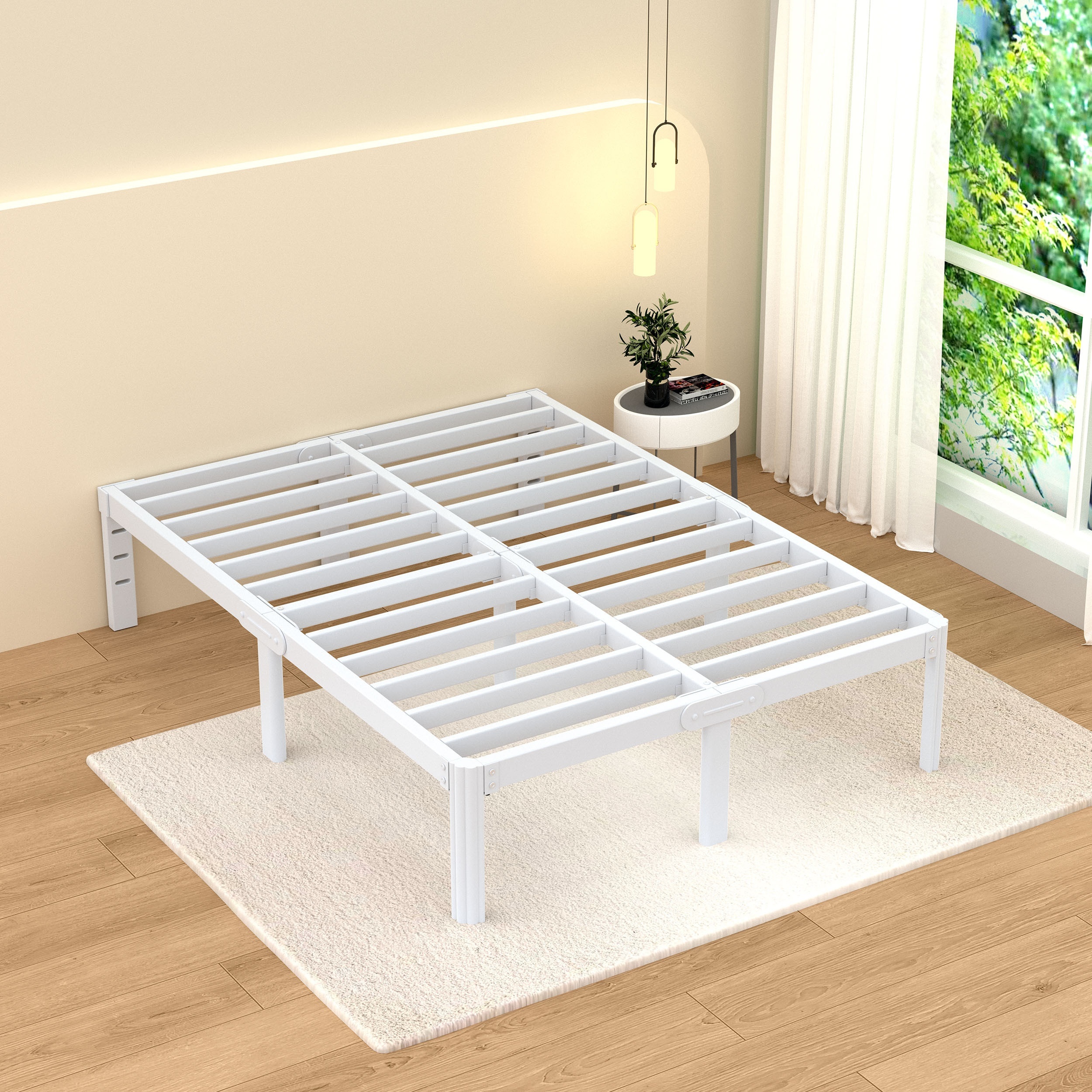 Base de cama de metal tamaño California King de 14 pulgadas, base de cama  resistente para colchón, sin necesidad de somier, color negro