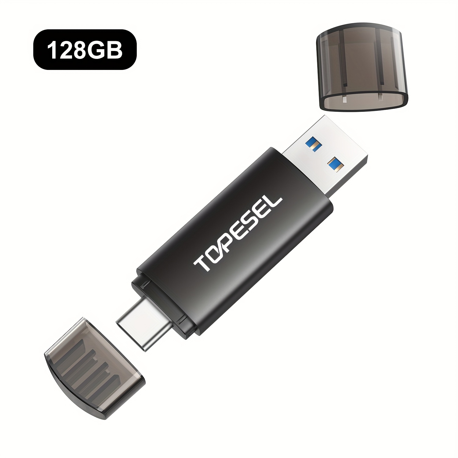 Topesel 128gb/64gb Usb-c And Usb-a Flash Drive - Usb 3.0 Otg 2-in-1 For Smartphone, Tablet, Pc, Laptop - Compact Portable