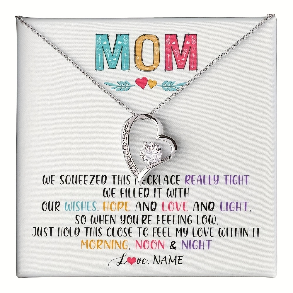 Personalized Necklace for Mom, Customized Message Card