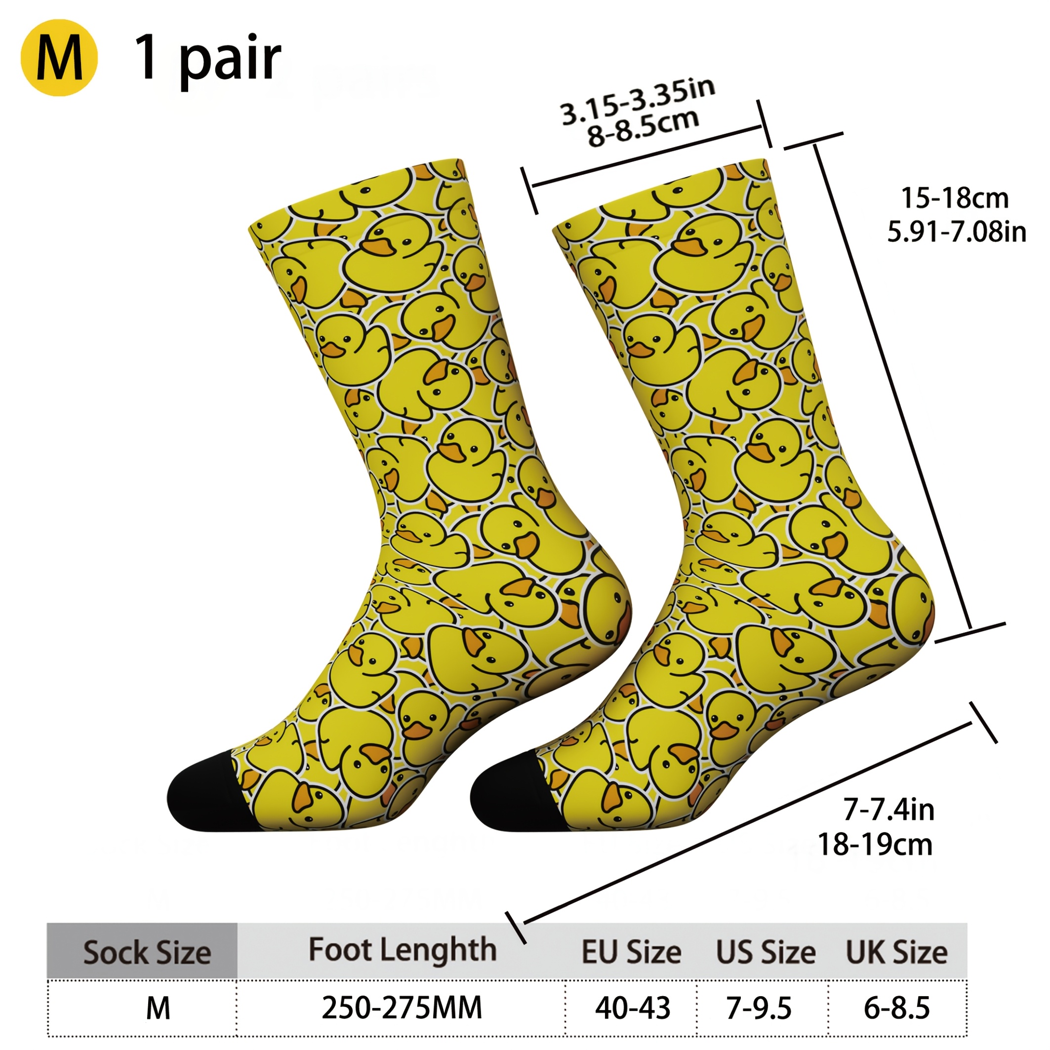 TEMU A Pair Of Unisex Mid-calf Socks Featuring A Cute Yellow Duck Print, Suitable For . Are Elastic, Comfortable, Soft, Skin-friendly, Breathable,