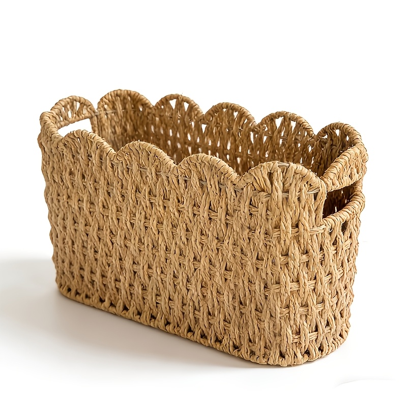 TEMU Panier de rangement pour papier toilette 1 pièce en corde de papier, panier d'organisation ovale , convient pour et le rangement de bain,