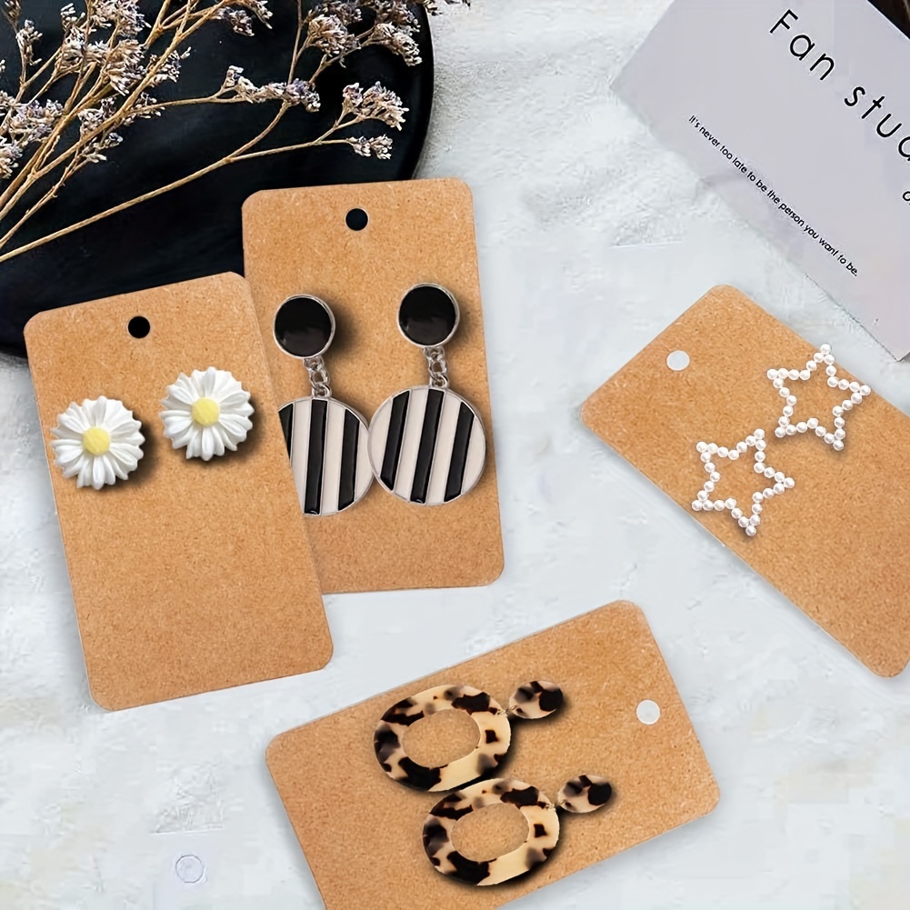 

100-pack Earring Display Cards - Jewelry Showcasing & Packaging Kraft Paper Tags, Earring Stand For Diy Studs And Dangle Earrings, Use Without Power