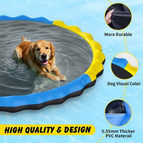heavy duty non slip dog splash pad with 66 inch water sprinkler durable nylon blue outdoor toy for ages 3 12 large dogs