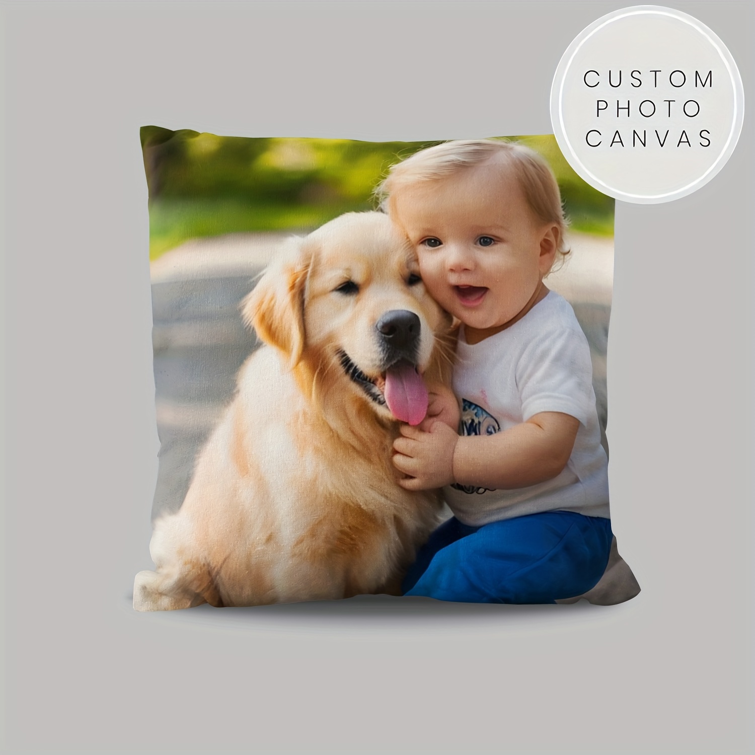 

Coussin Photo en Peluche Personnalisé 18X18 Pouces - Motifs Familiaux & Animaux Personnalisés, Parfait pour la Décoration de Salon & Chambre, Fermeture Éclair, Lavage à la Main Uniquement