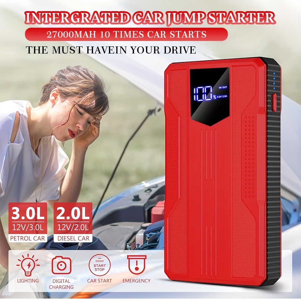 TEMU Manufacturer Portable Car Battery Charger Power Bank 12v Car Jump Starter With Lcd Screen Car Jump Starter