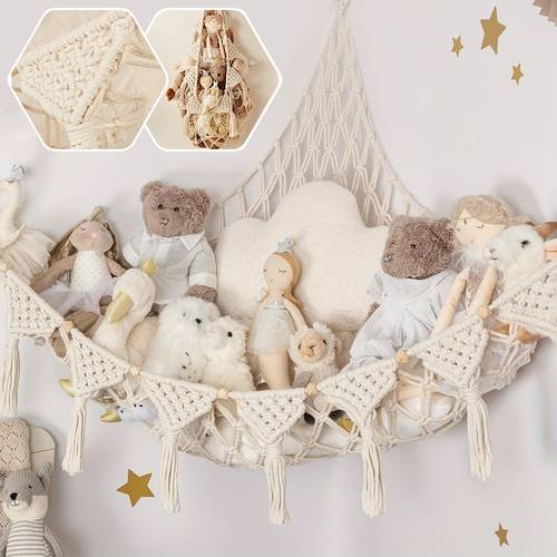 stuffed animal storage hammock macrame jumbo doll corner stuff animals organizer decorations cute hanging plushie net kids baby nursery bedroom room decor