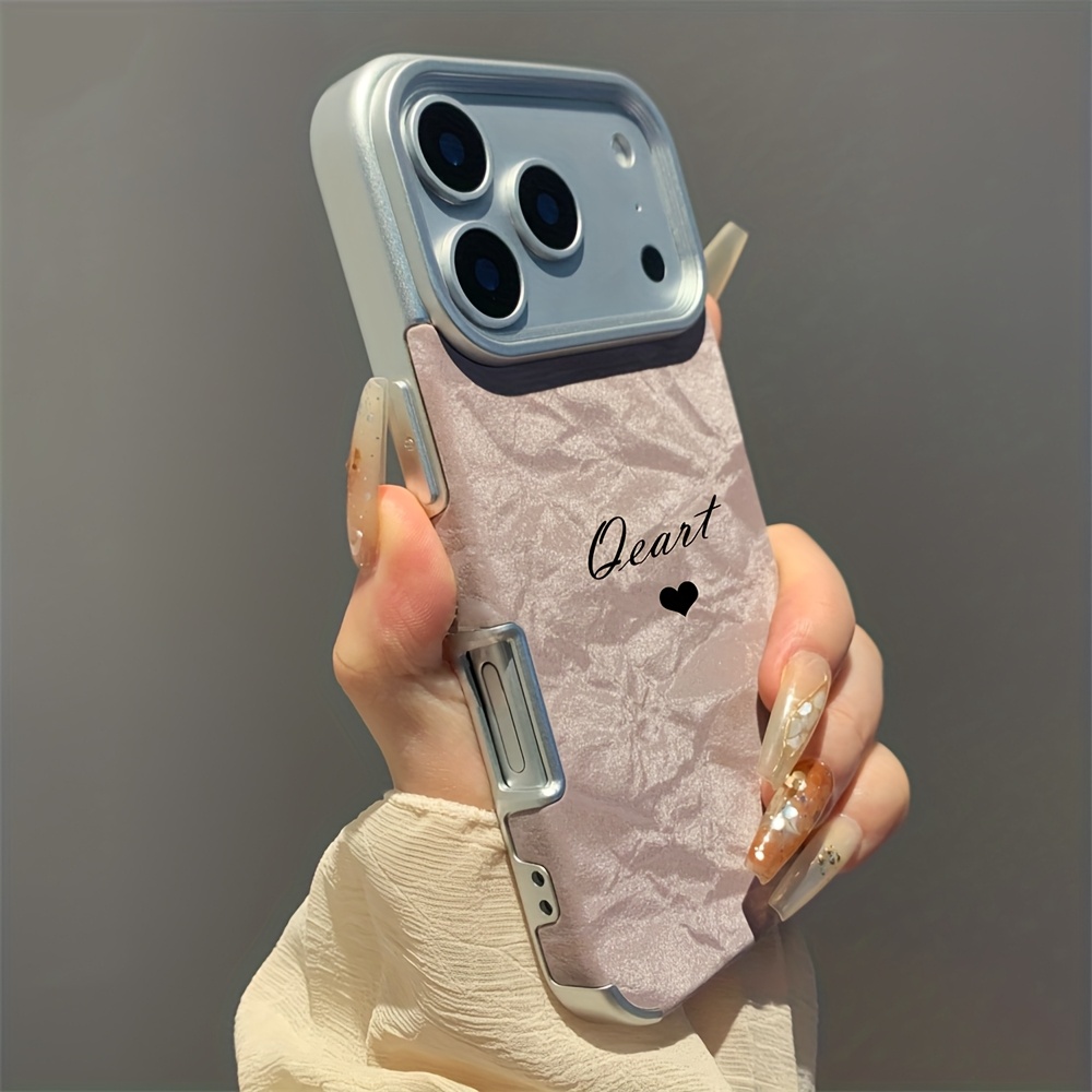 TEMU Phone Case - Personalized Customized Letters Engraving Name Low Luxury Pattern Faux Leather Phone Case For Iphone 17 16 15 14 13 12 11 Pro Max
