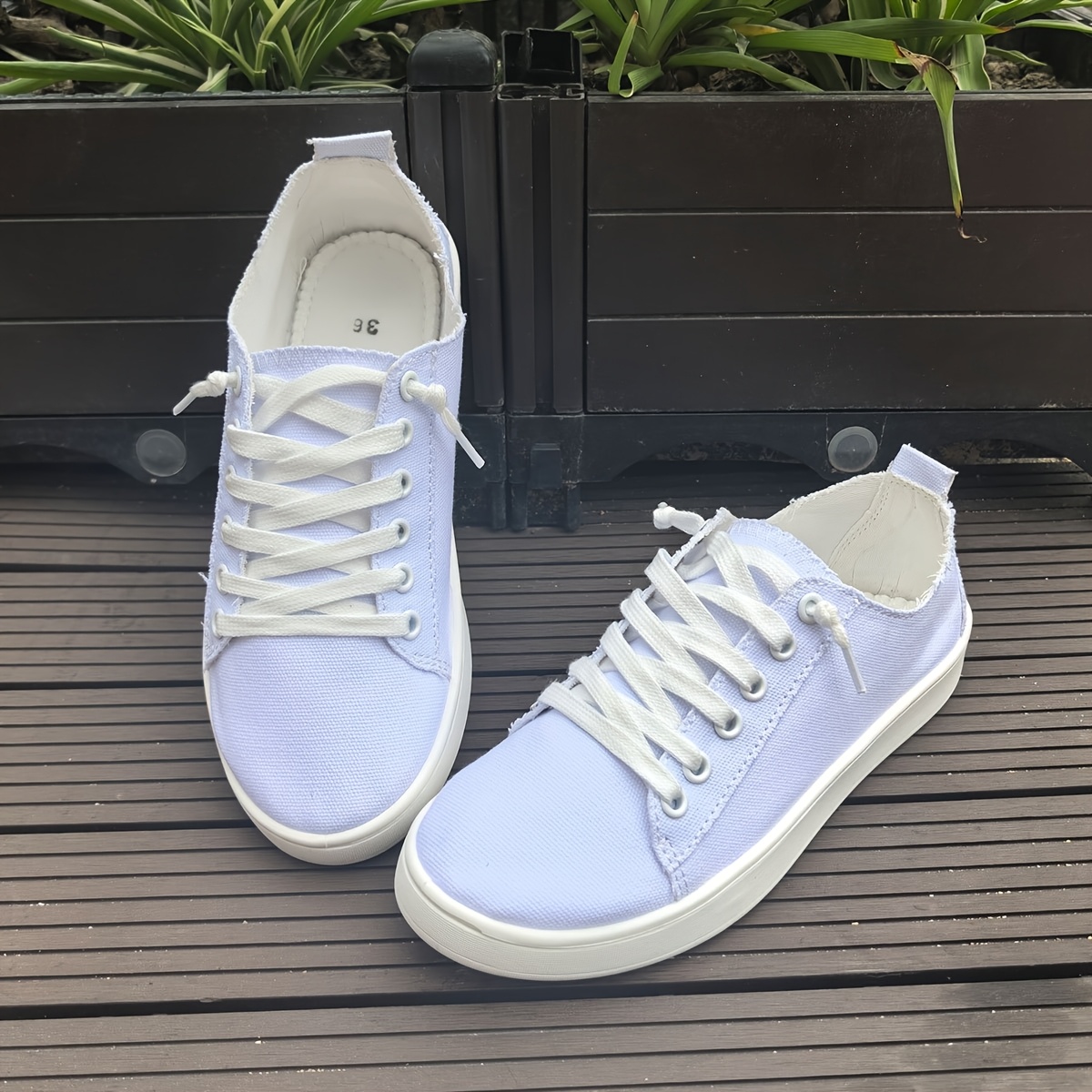 women white low top sneakers soft sole round toe casual - Temu display picture 3