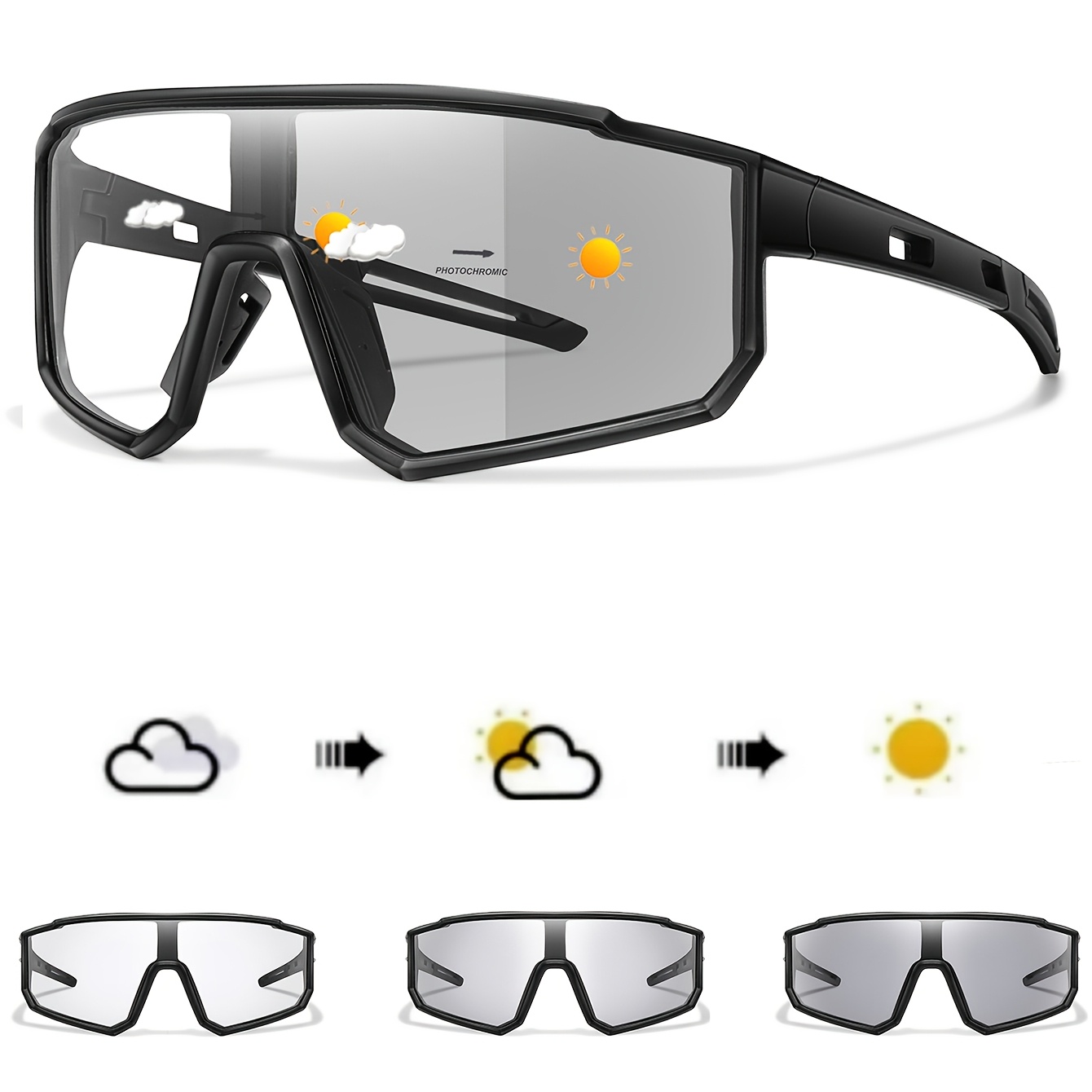 Outdoor Photochromic Fashion Glasses, Men's Cycling, Running, Fishing Fashion Glasses, Hiking Goggles, Resistant Beach Hiking, Camping, Golf, Baseball, Day And Night -use For Men And Women