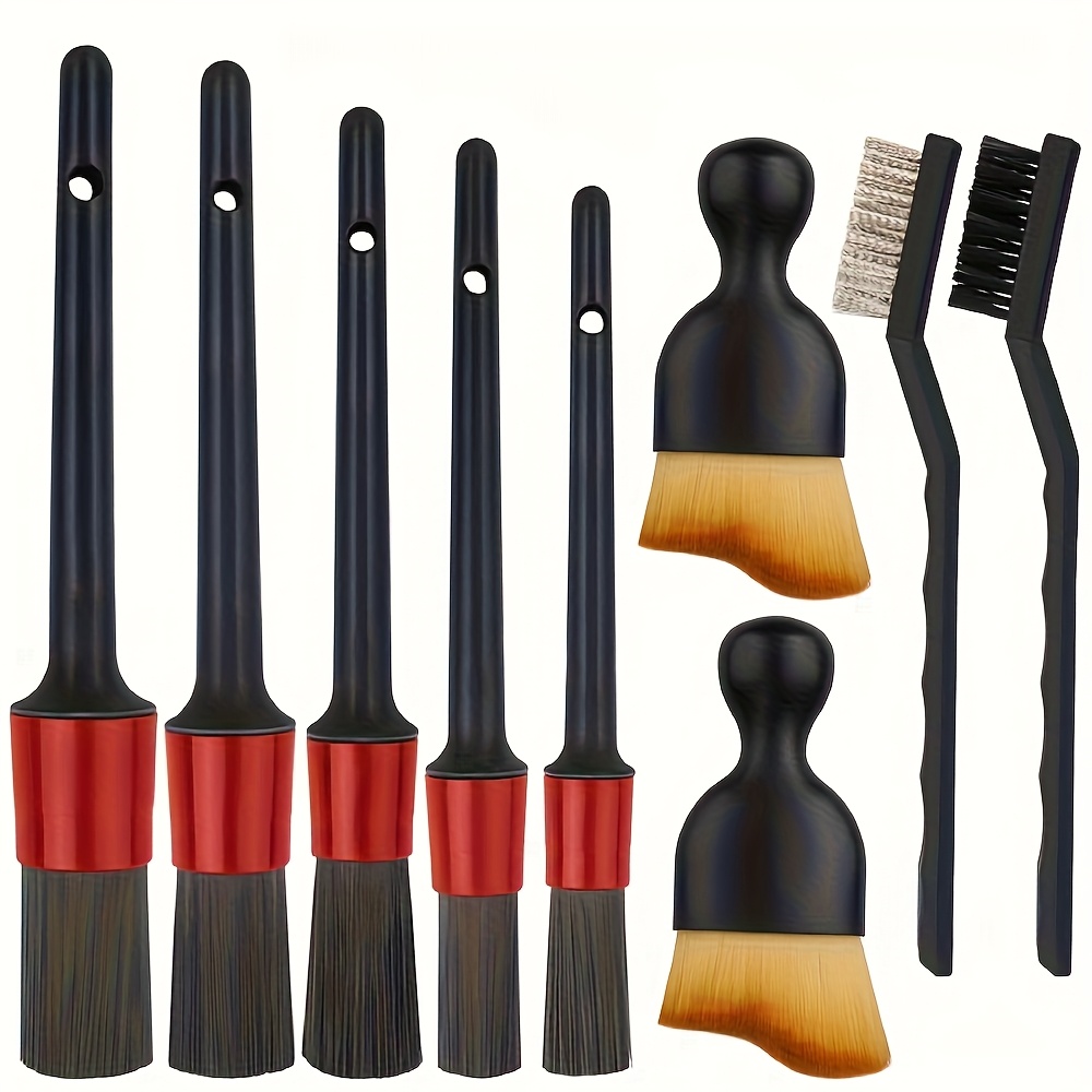 Image of 9pcs Detailing Brush Set Soft Interior Cleaning Brushes Auto Dash Duster Brush Detailing Kit For Cleaning Interior/exterior Of