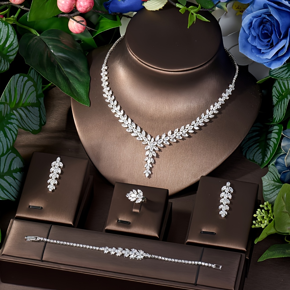 E-shop Damen Schmuckset aus hochwertigem, luxuriösem, orientalischen AAA Zirkonia, für Hochzeiten und Partys