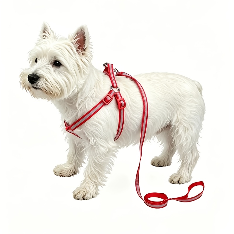 2pcs Pet Reflective Harness and Leash Set, Adjustable