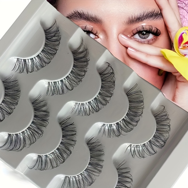 

5 Pairs Of Transparent, Fluffy And Curly Striped Eyelashes, A And 8d Effect - Very Suitable For Daily, Party, Date, Stage, Character Makeup