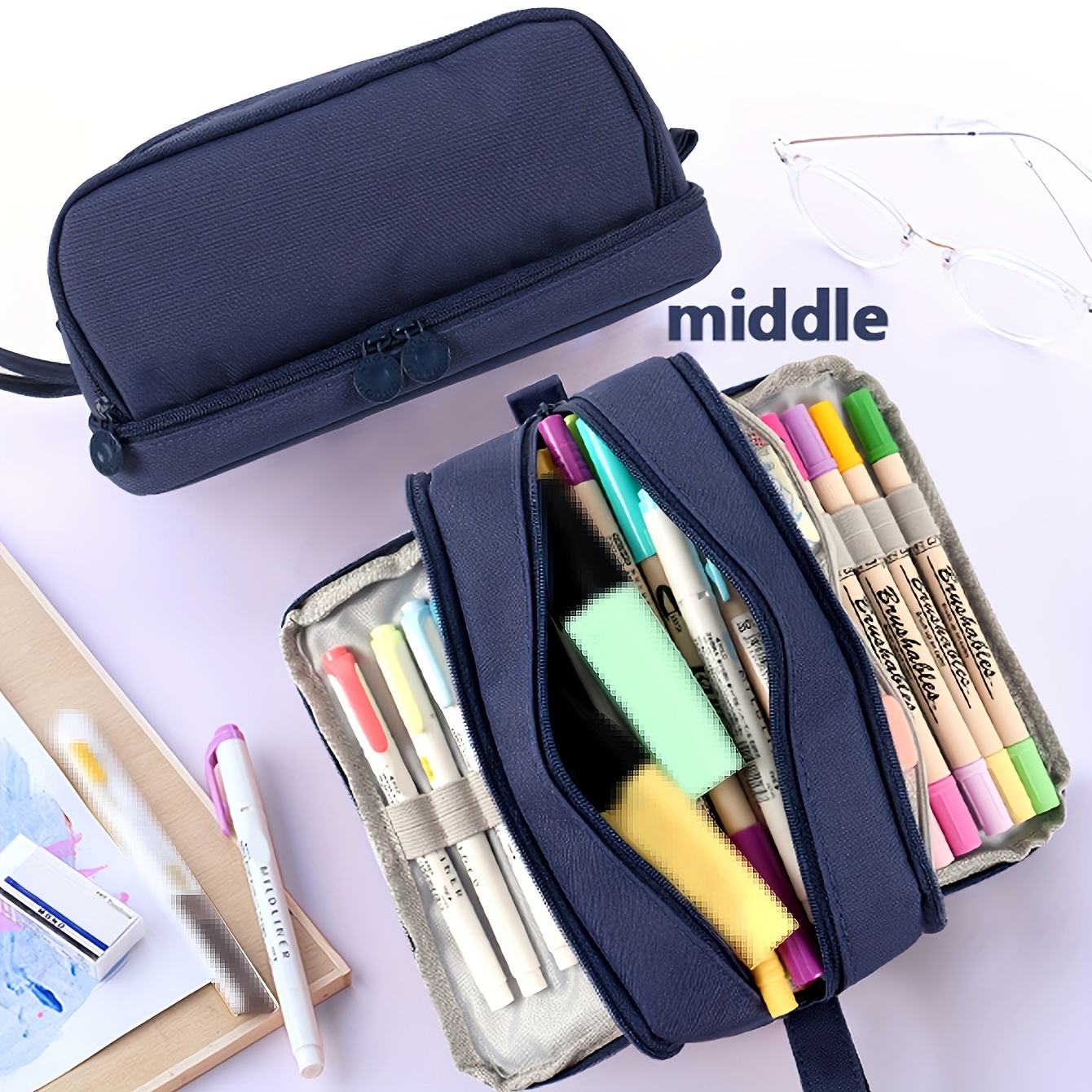 

A 4-compartment Cloth Pencil Case For And Study, Pencil Case, Pencil Case For ,