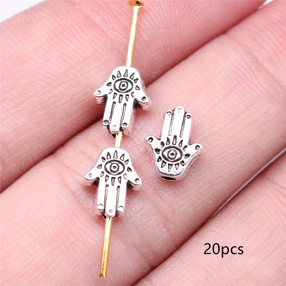 TEMU 20pcs Palm Charm Small Hole Beads, String Beads, Spacer Beads, Suitable For Diy Handmade Bracelet Accessories Bag Zipper Keychain Pendant 9x7mm