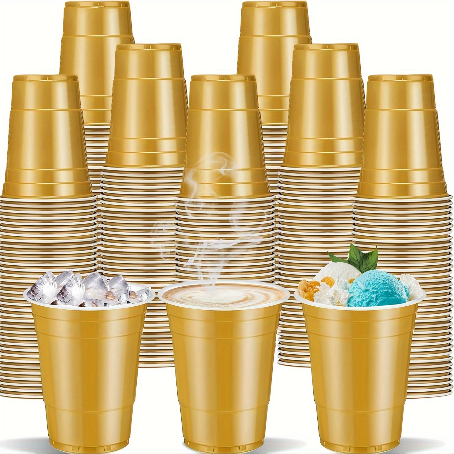 TEMU 160packs 16 Oz Red/black/pink/golden Plastic Cups Red Plastic Drinking Cups 16 Oz Red Plastic Disposable Cups 16 Oz Red Party Cups For Drinking