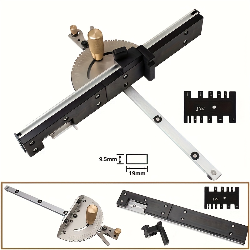 1set brass handle 450mm miter gauge with box jiont jig track stop table saw router miter gauge saw assembly ruler woodworking tools