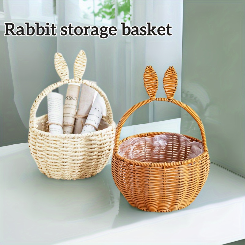 Wicker Basket, Storage Basket, Wicker Easter Basket, Picnic Basket, , Kids  Willow Basket, Round Handled Basket, Small Rustic Basket 