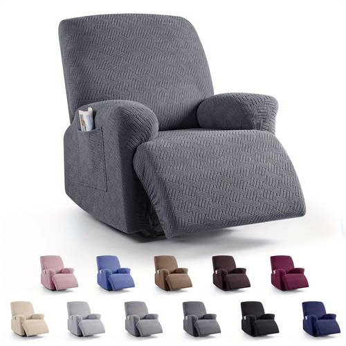 thickened ltw jacquard lounge chair sofa cover stretch full wrap lounge chair slipcover split style adjustable lounge chair sofa cover suitable for pet families lounge chair protective cover with elastic ties at