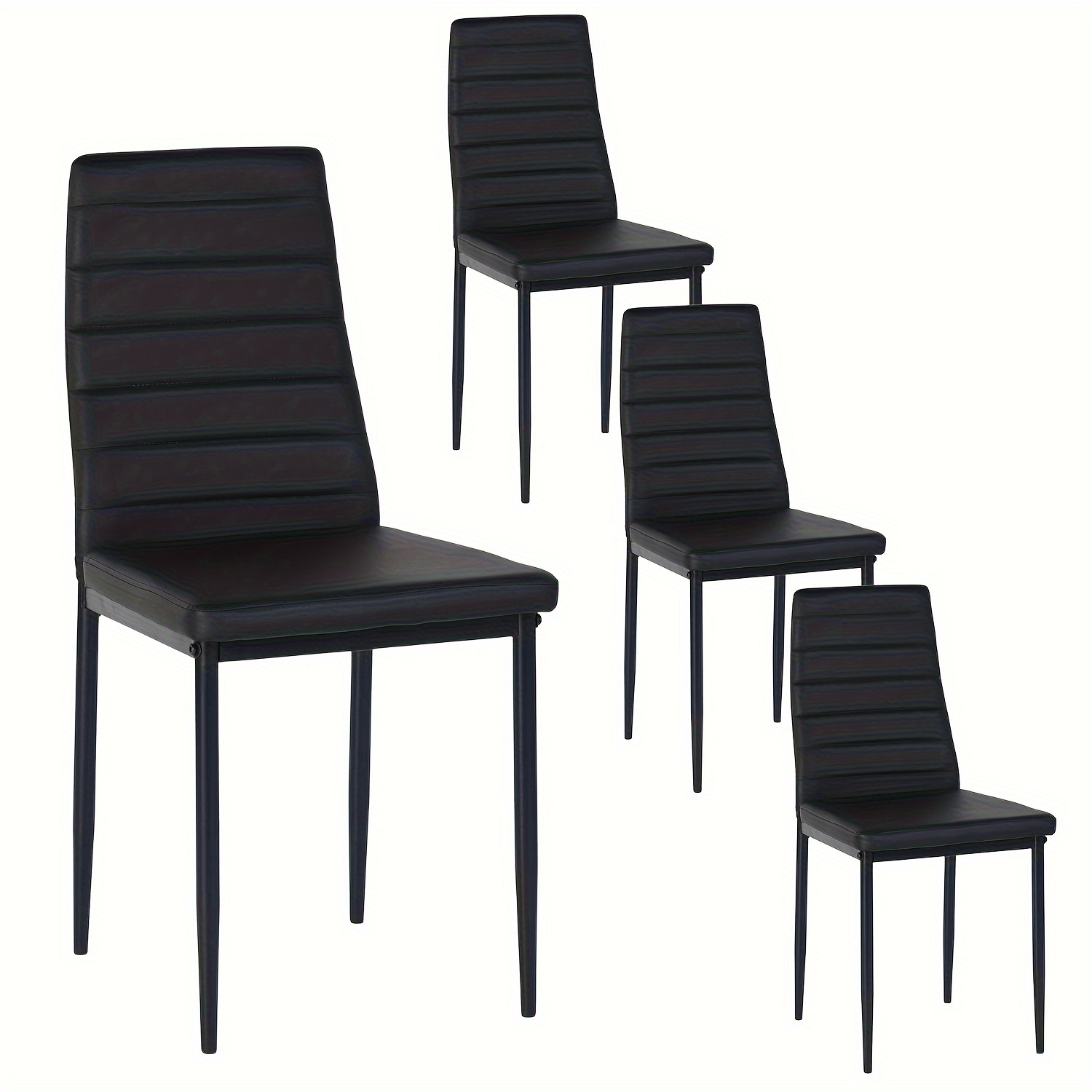 Set Of 4 Black Dining Room Chairs, Modern Kitchen Chairs with Metal Legs Padded Chairs, Easy to Assemble Suitable for Dining Room, Living Room, Kitchen