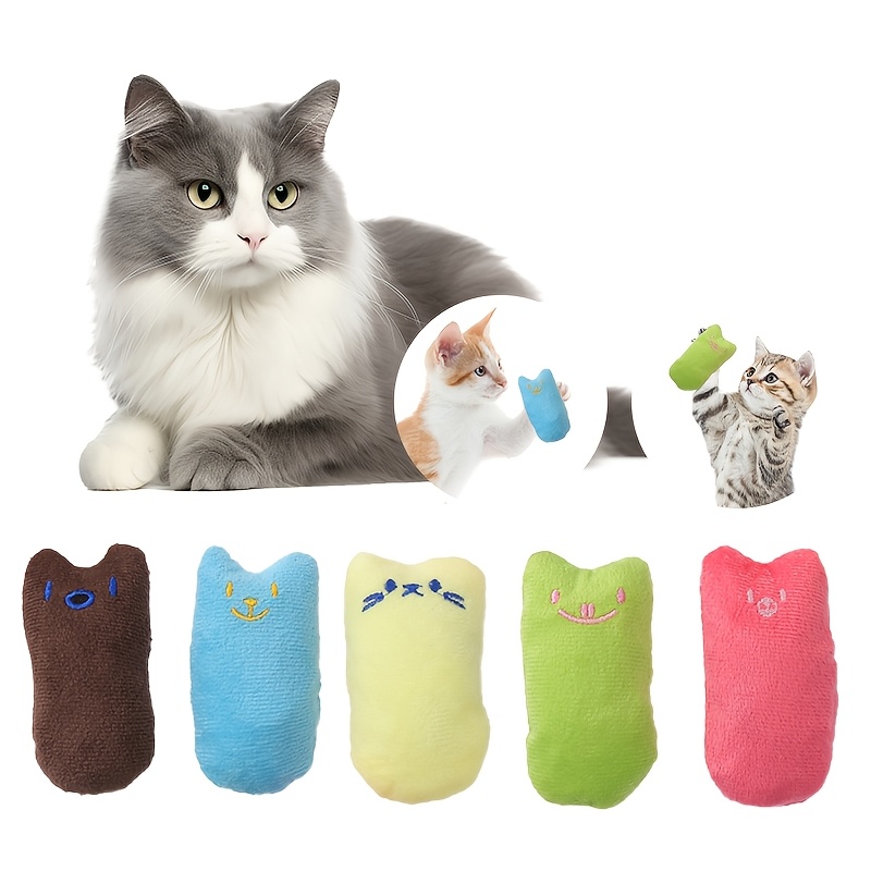 2pcs Cute Cartoon Plush Cat Toys with Interactive for Indoor Cats,  Soft Polyester Material, Pink Blue Companion for En