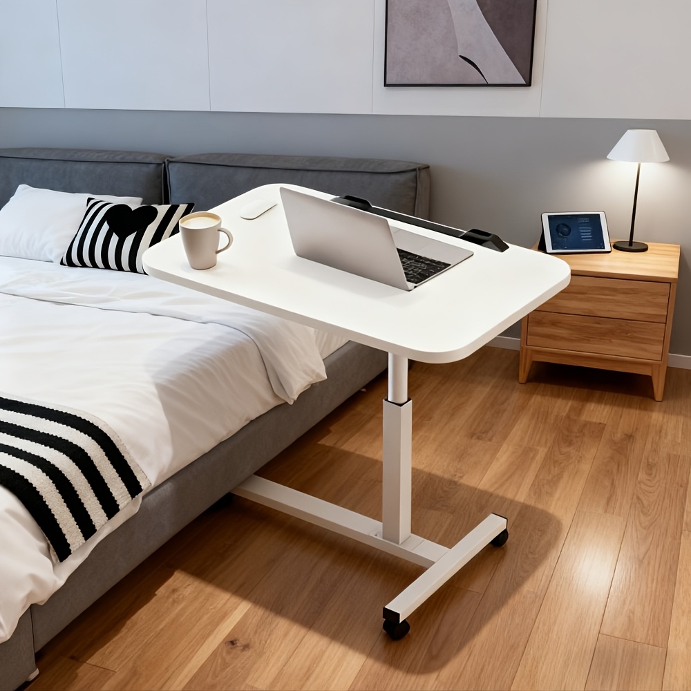 adjustable bedside table with wheels portable laptop stand that bed table for sofa beds and laptop support in white Product details 6