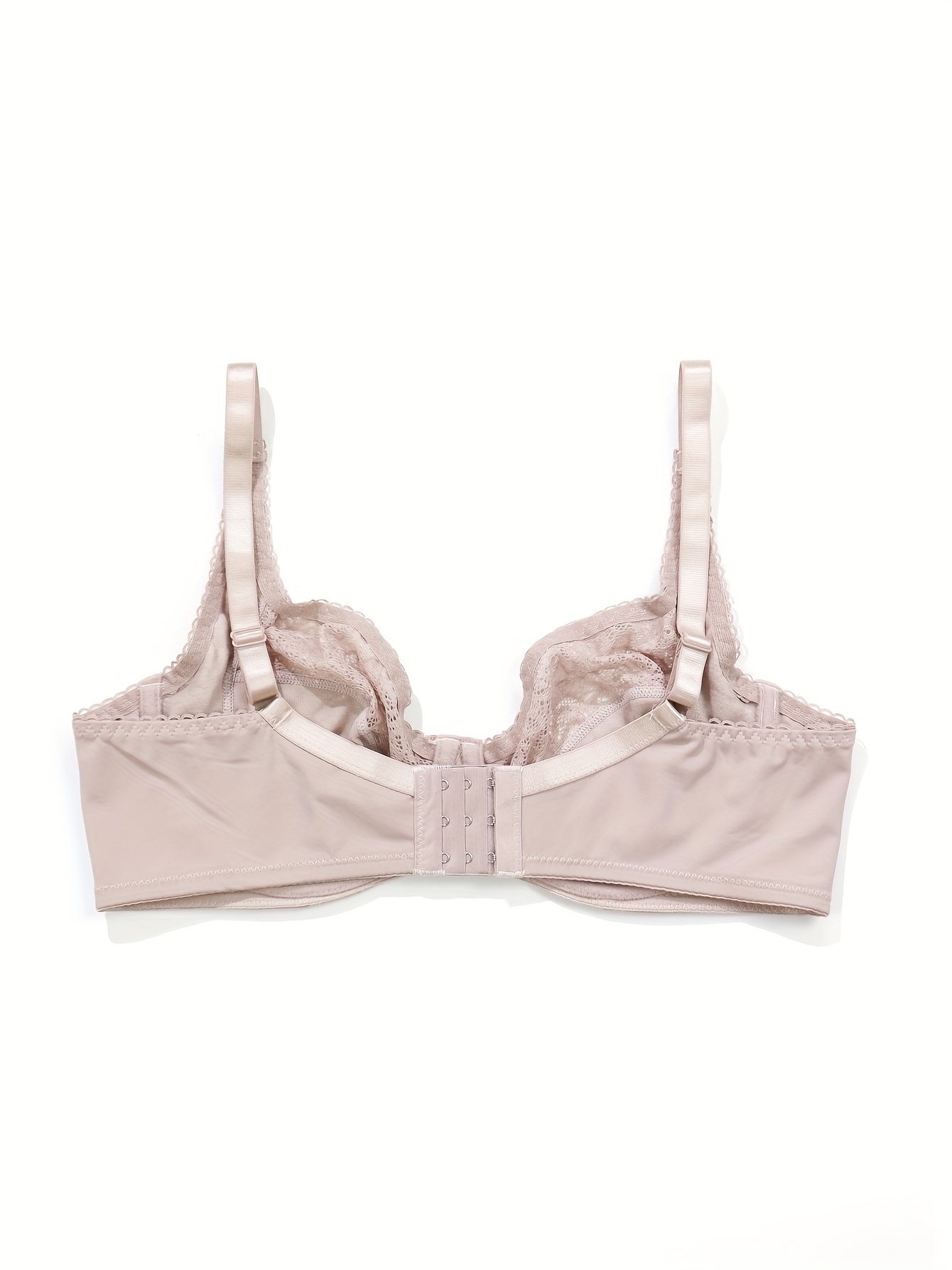 [Floral Lingerie] Elegant Plus-Size Women's White Lace Bra - Sexy Floral Cut-Out Design, Ultra-Thin Breathable Fabric with Underwire Support, Hand Washable