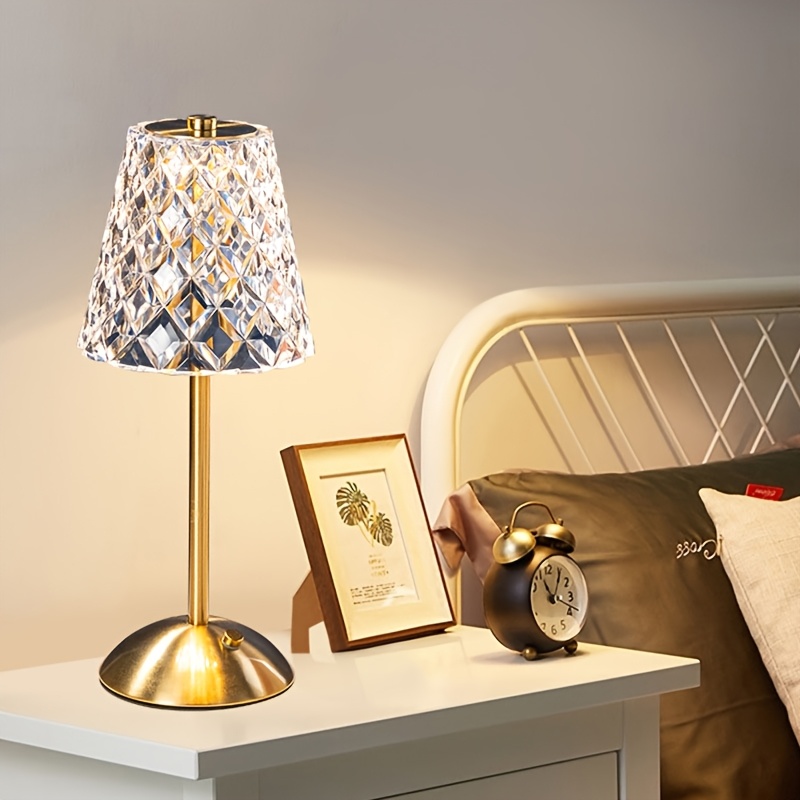 

A -sensitive Night Light In Of A Led Metal And Acrylic Crystal Table Lamp, Perfect As A Gift.