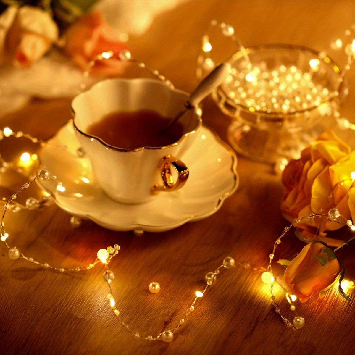 TEMU 1pc Luces de de Perlas , Ideales para Navidad, Día de San Valentín, , y Decoraciones de Fiestas, Luces de Cuerda para Interiores, Decoración ,