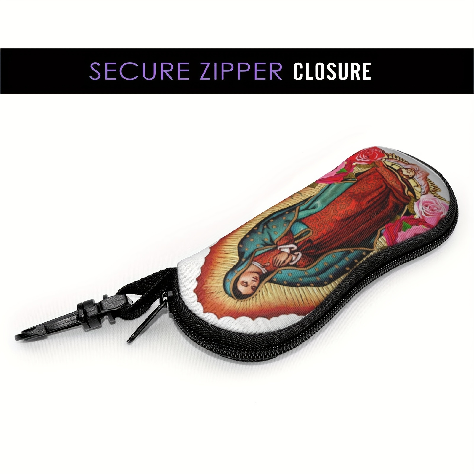   mary of   print glasses case with keychain portable   holder ultra light neoprene protective box for men and women details 1