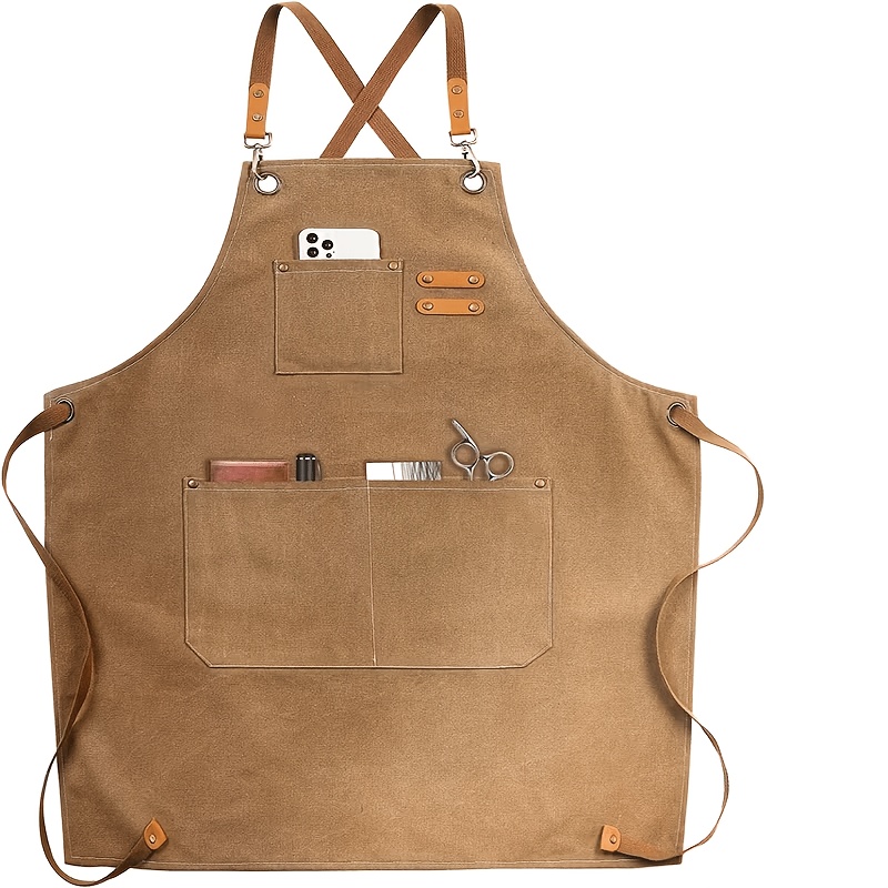 TEMU 1 delantal con espalda cruzada, para barbacoas al , trabajo al , pintura artística y jardinería, bolsillos y elástico ajustable