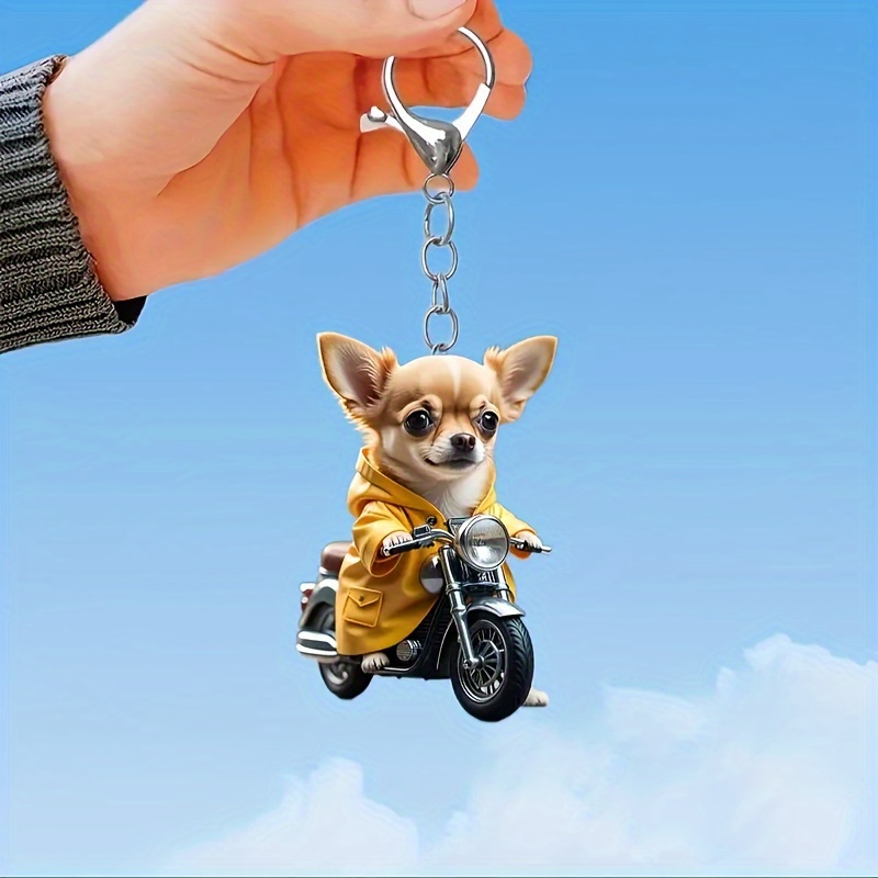 

Chic Chihuahua Motorcycle Acrylic Keychain - Backpacks, Car Keys & Home Decor | Ideal Gift For Pet Lovers